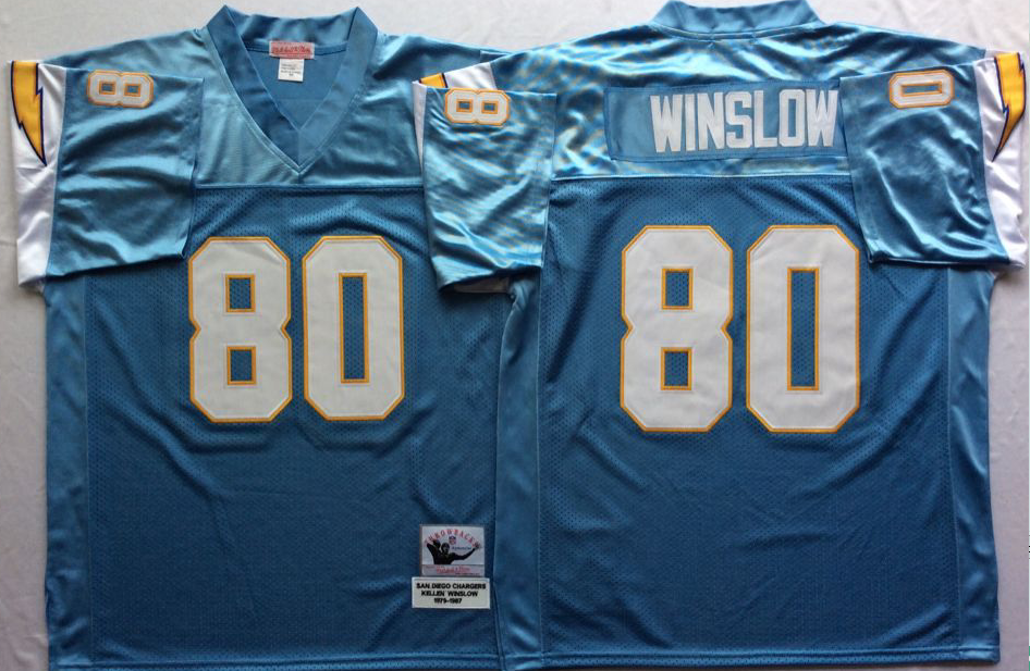 Men NFL Los Angeles Chargers 80 Winslow light blue Mitchell Ness jerseys